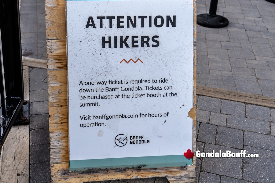Hikers Banff Gondola One Way Ticket